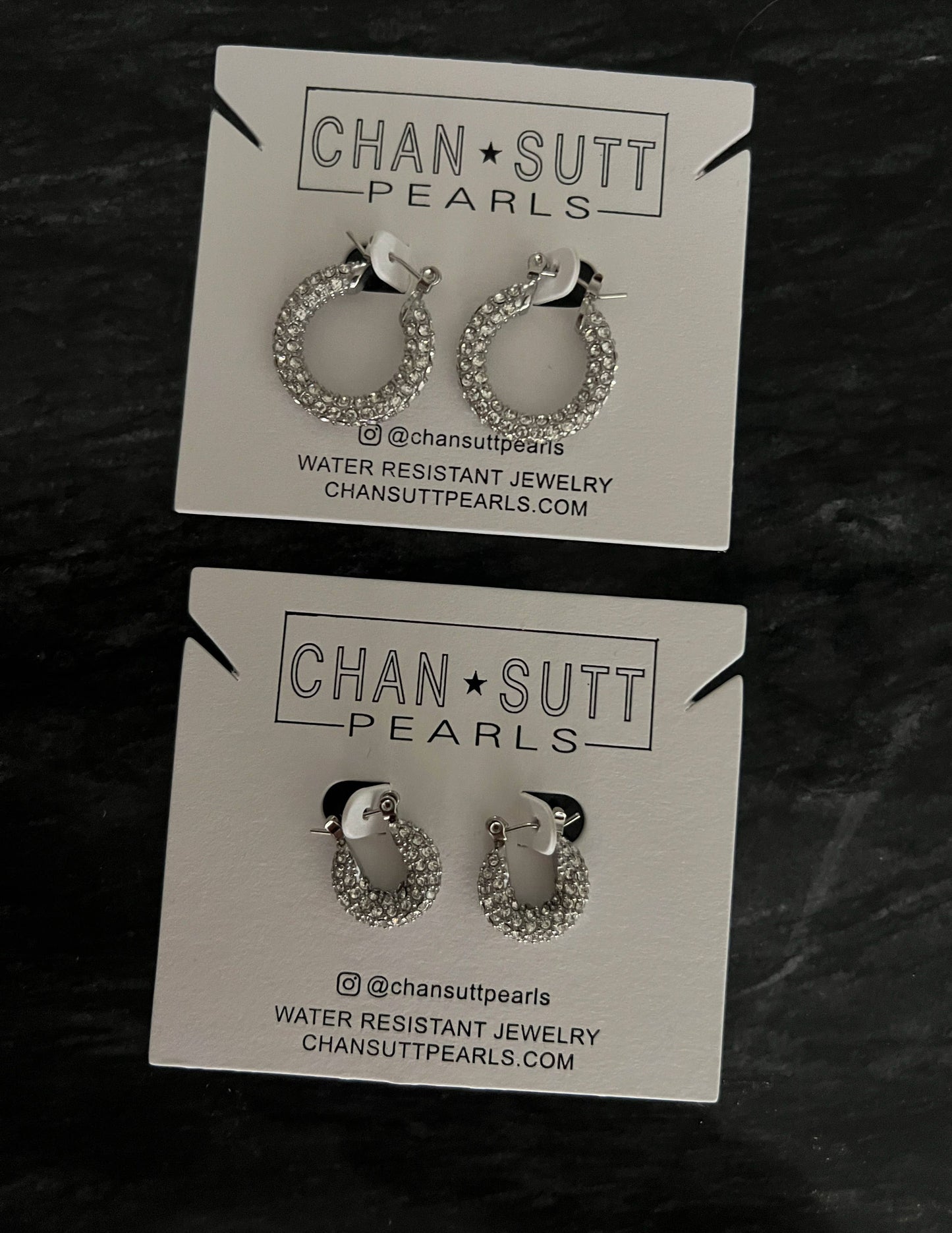 SILVER DIAMOND HOOPS