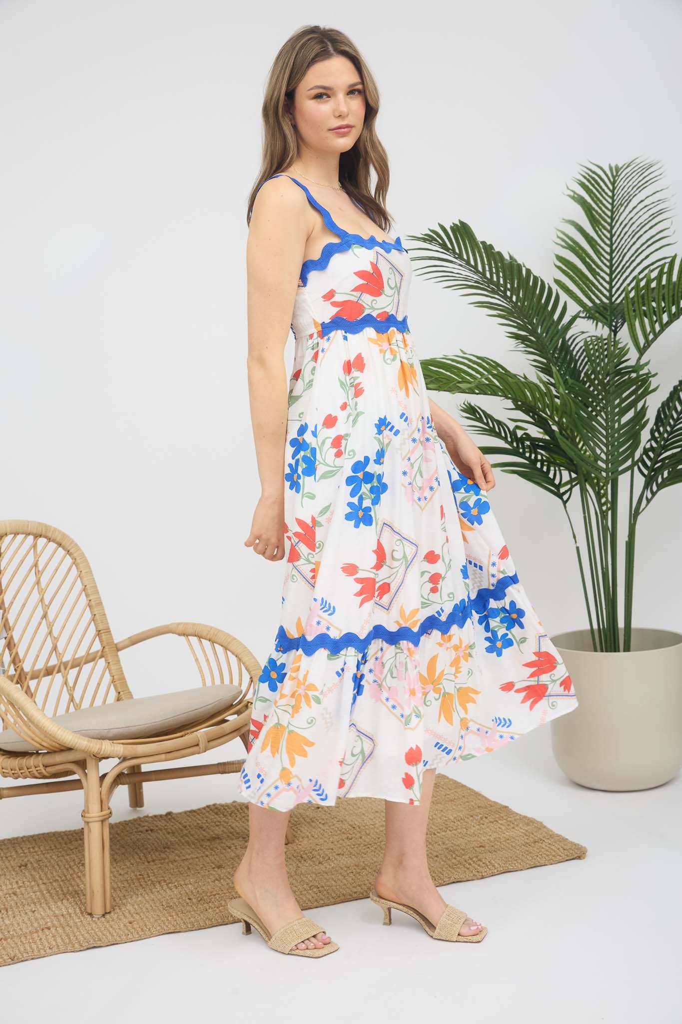 RIC RAC TRIMMED MIDI DRESS