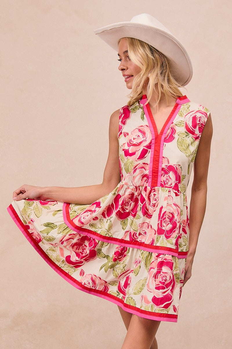 Floral V Neck Dress