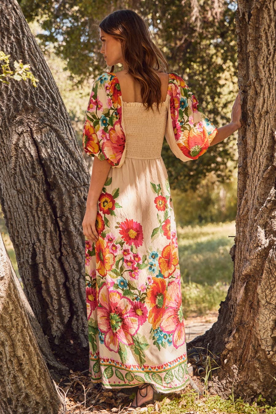 Floral Border Maxi Dress