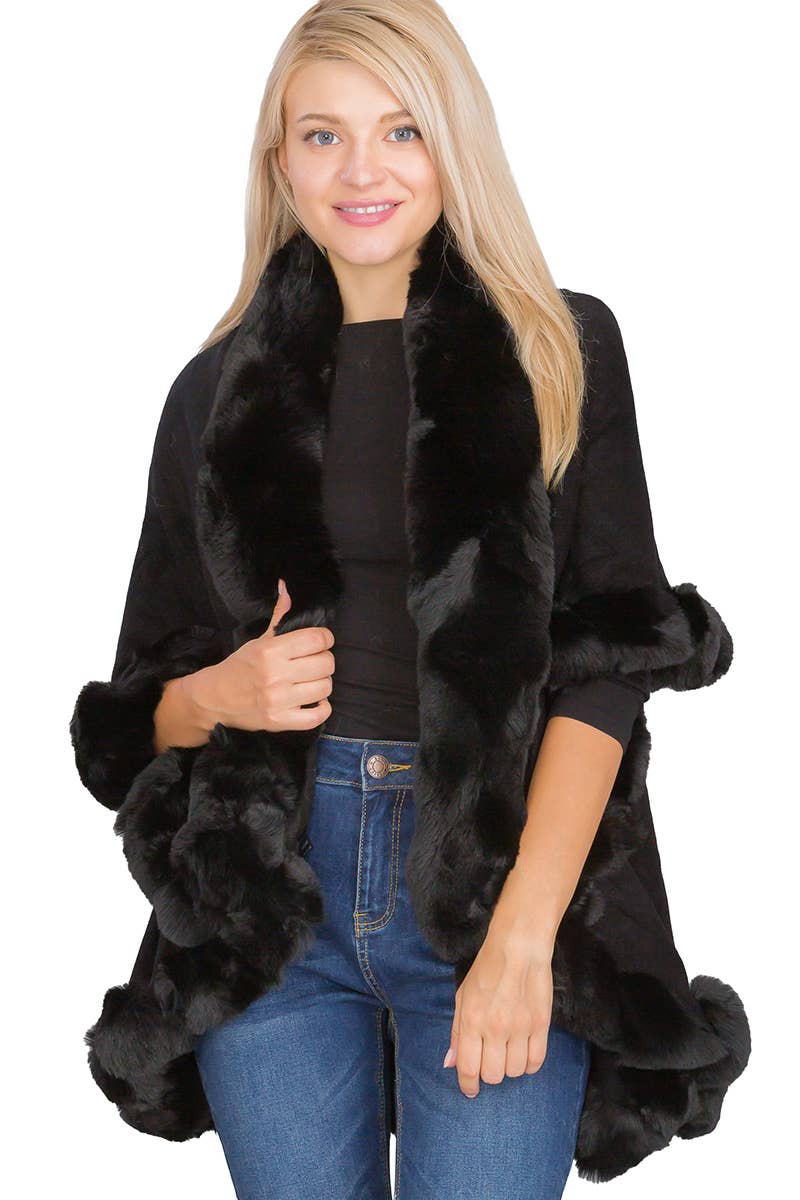 Bubble Fur Cape Poncho