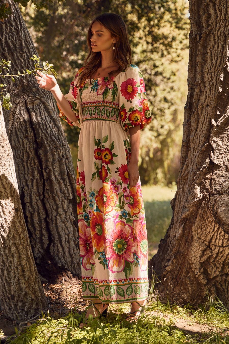 Floral Border Maxi Dress