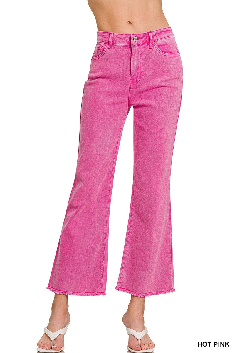 High Waist Frayed Bootcut