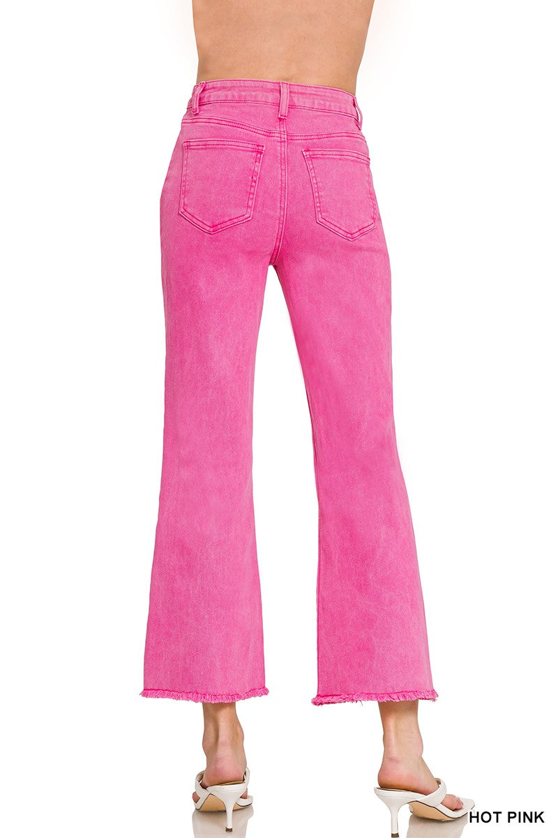 High Waist Frayed Bootcut