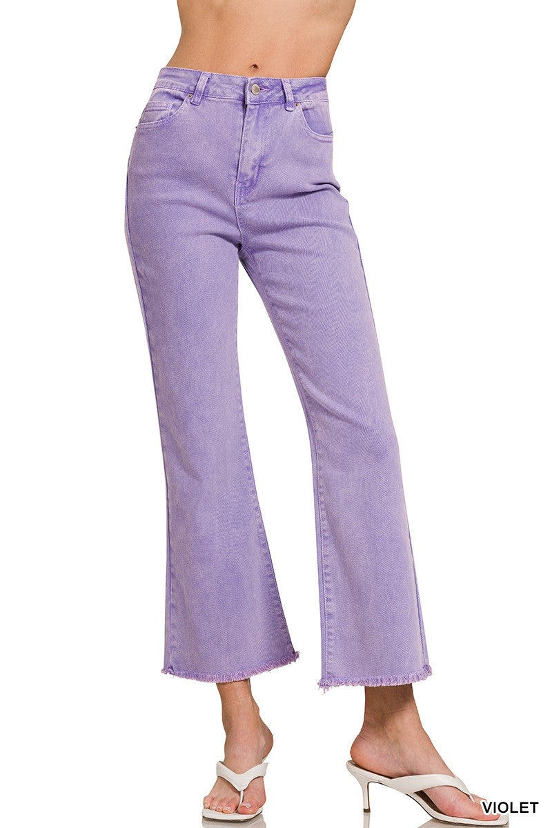 High Waist Frayed Bootcut