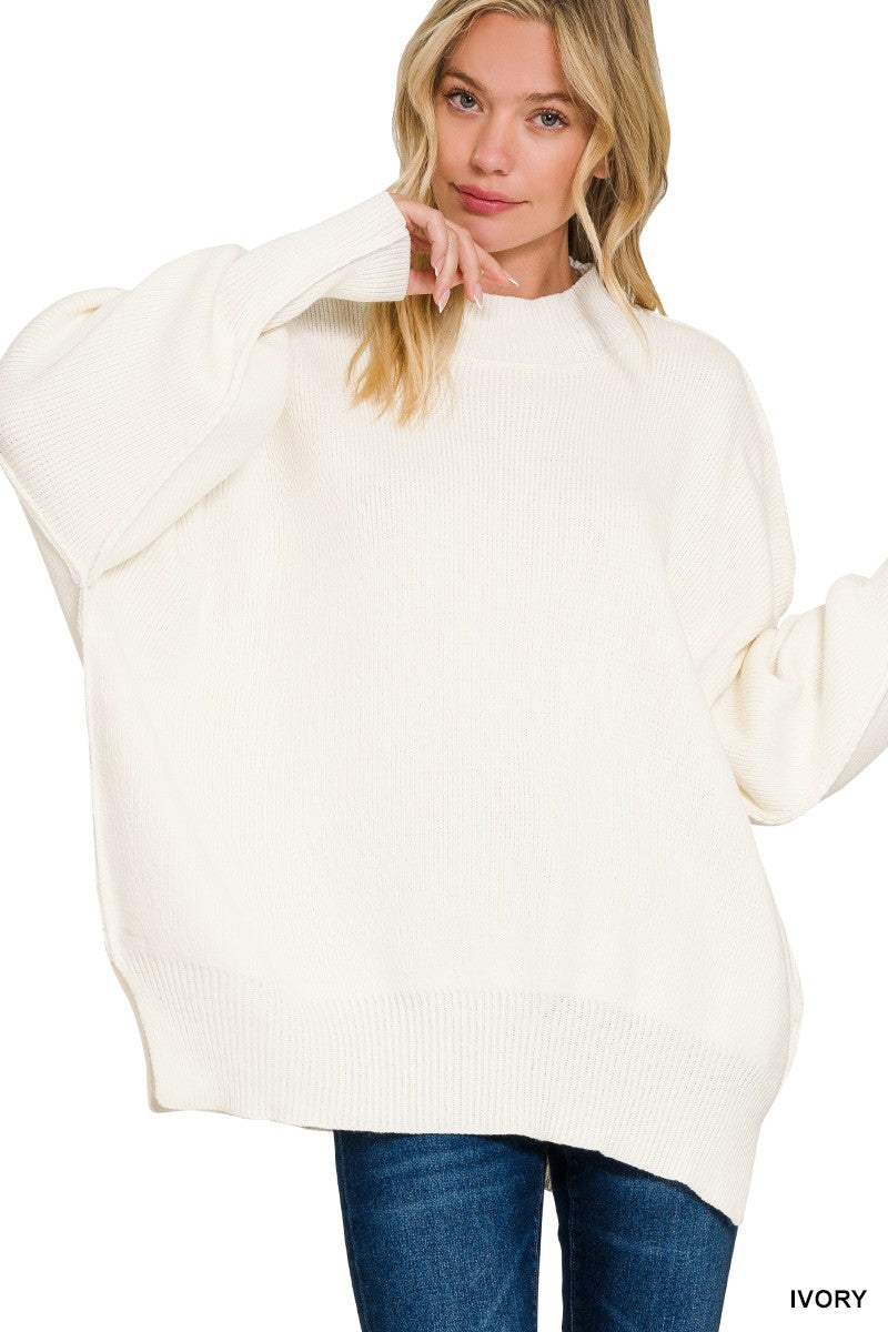 Oversized Sweater with Side Slit