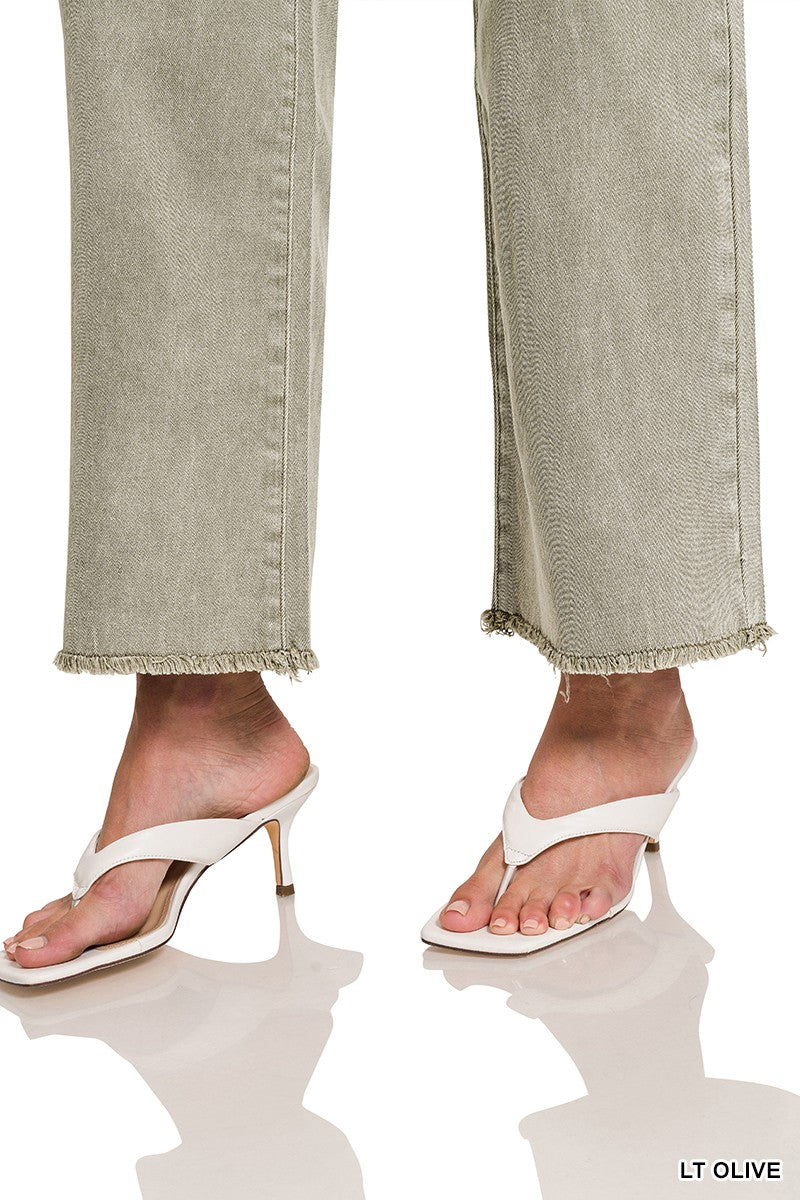 Acid Washed Straight Leg Pants