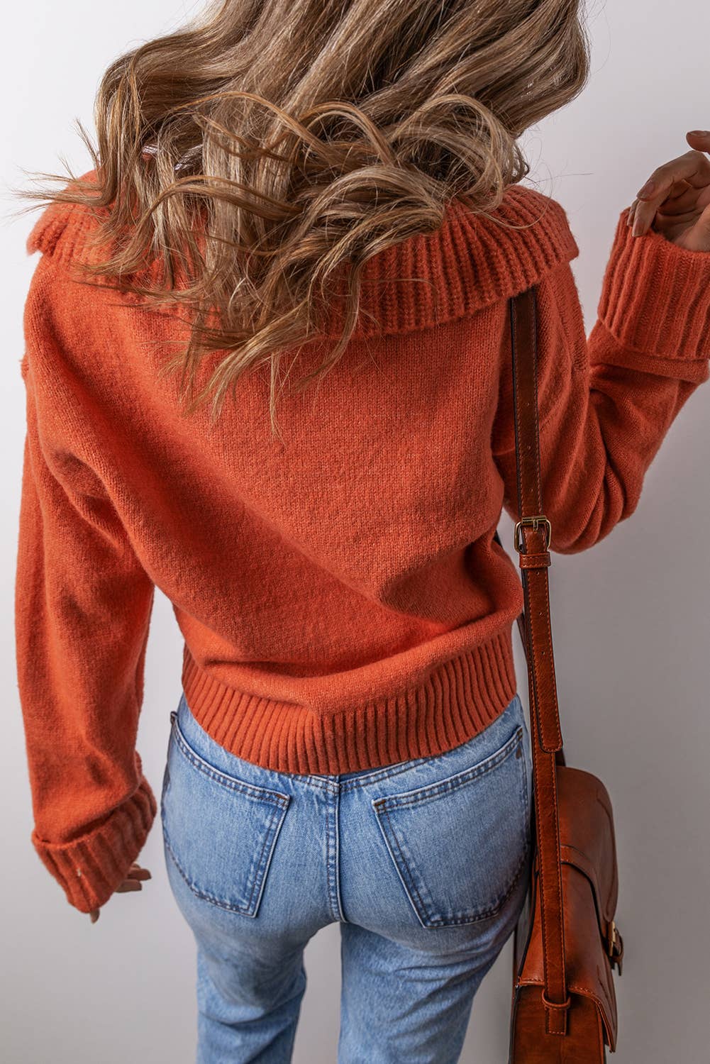 Collared V Neck Ribbed Sweater