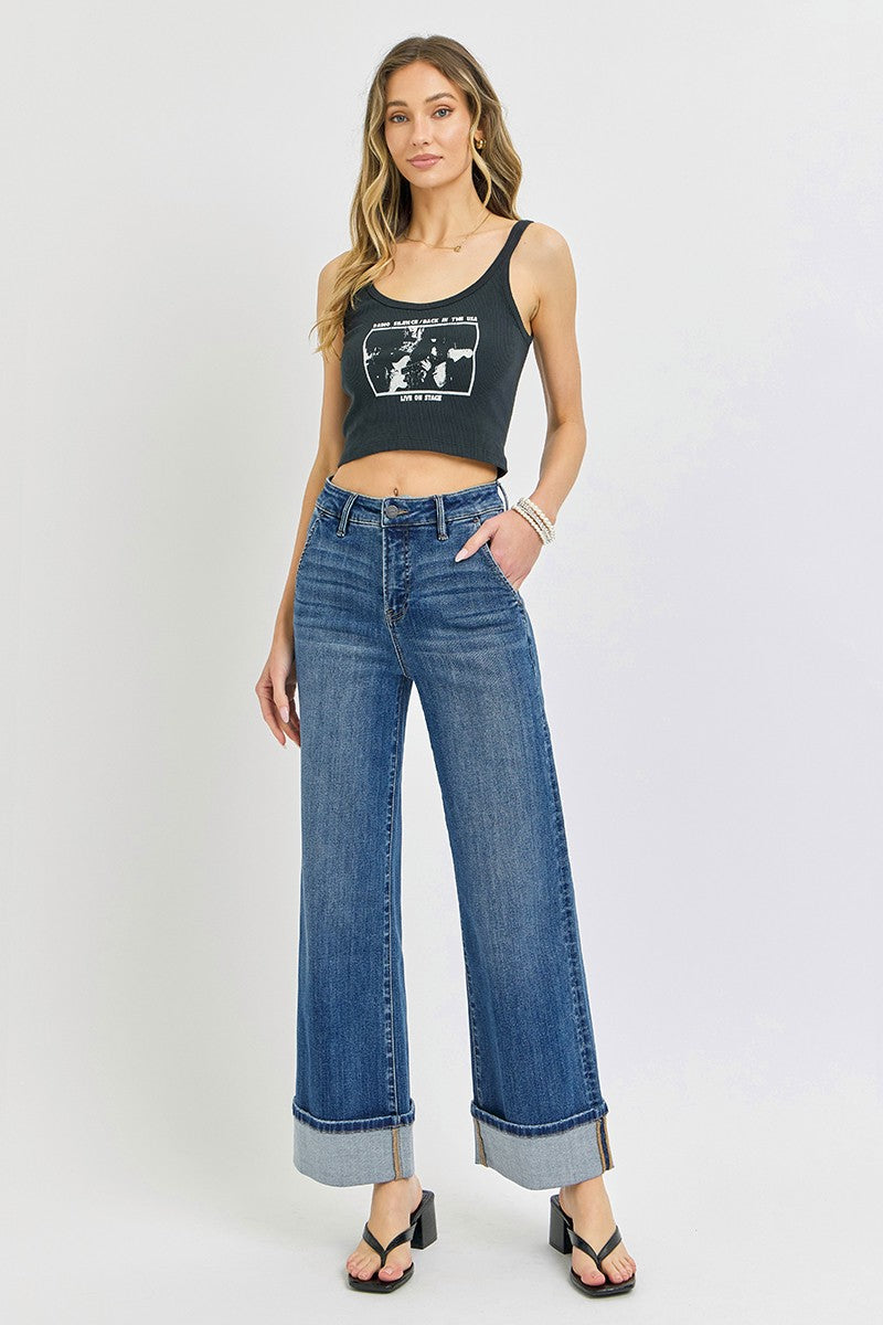 Tummy Control High Rise Cuff Jean