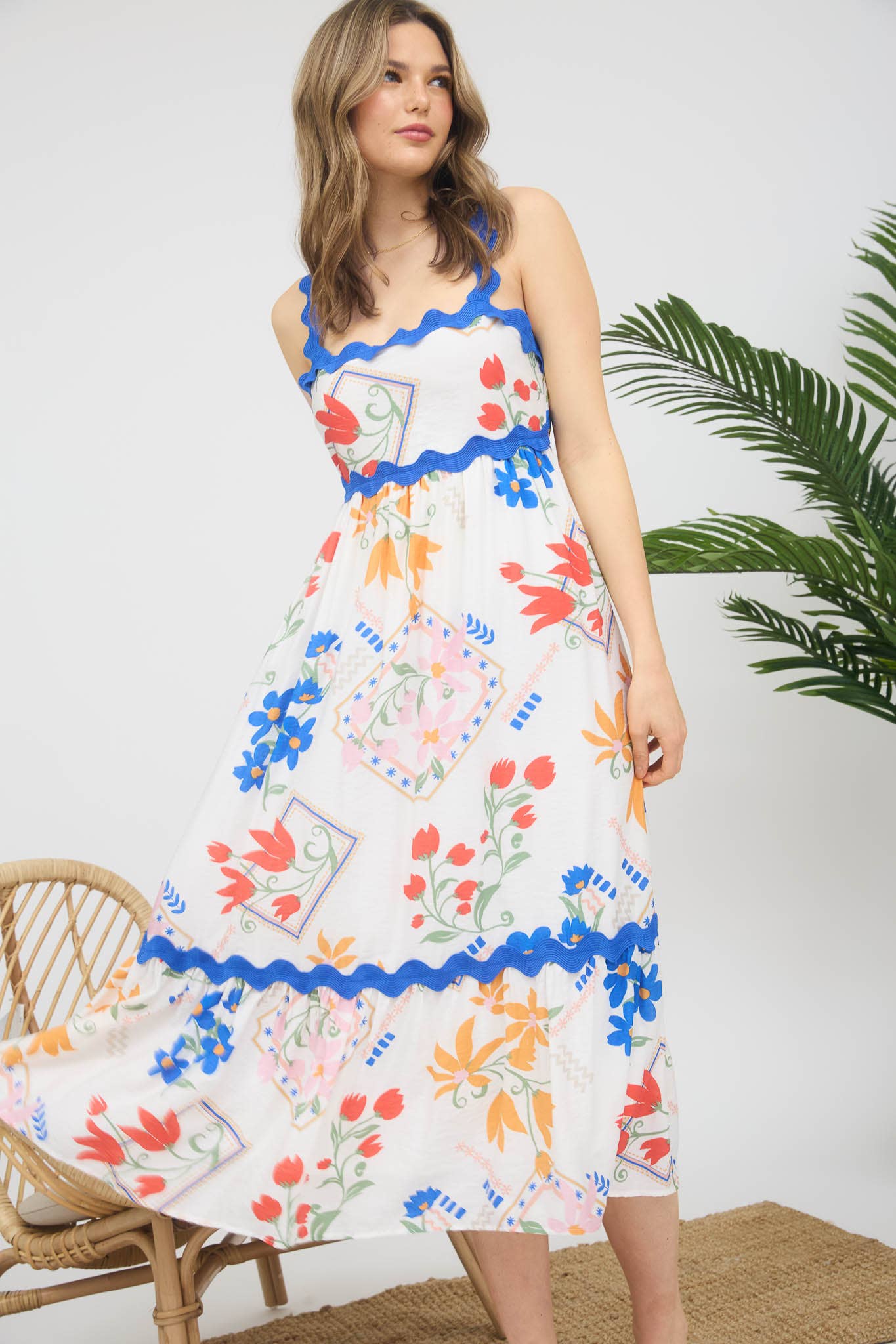 RIC RAC TRIMMED MIDI DRESS