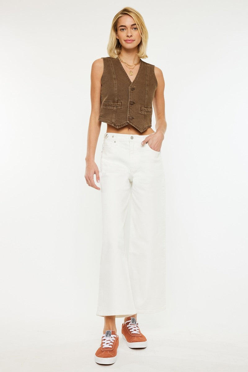 High Rise Cropped Wide Leg Denim