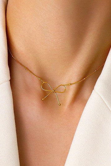 18K Dainty Necklace with Bow