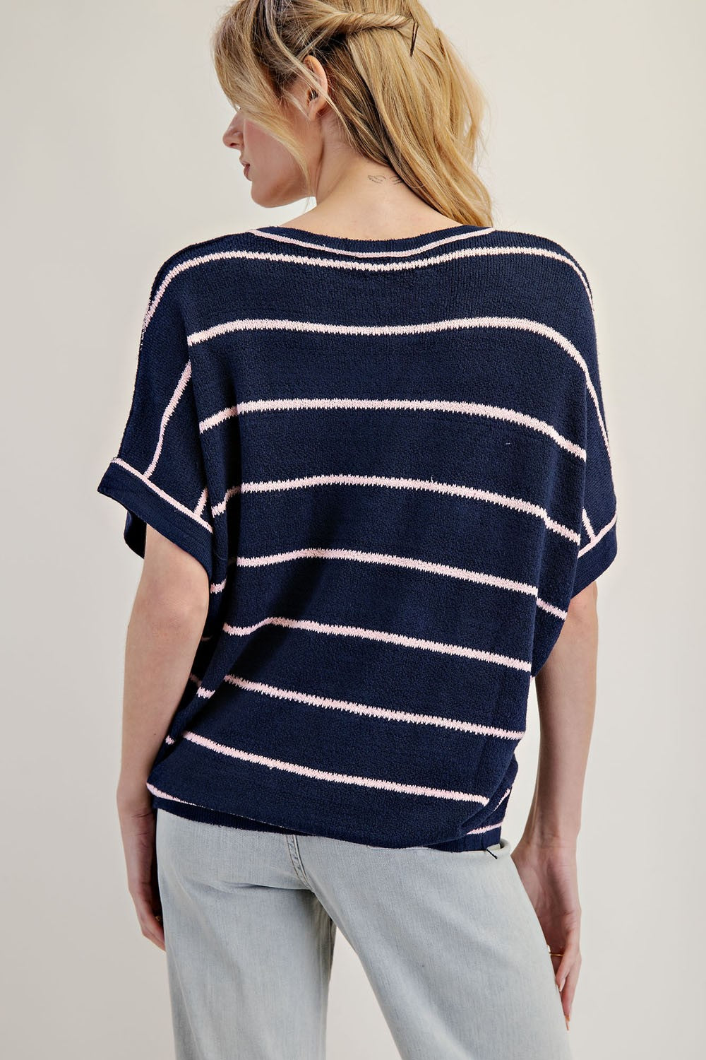 Striped Short Sleeve Sweater