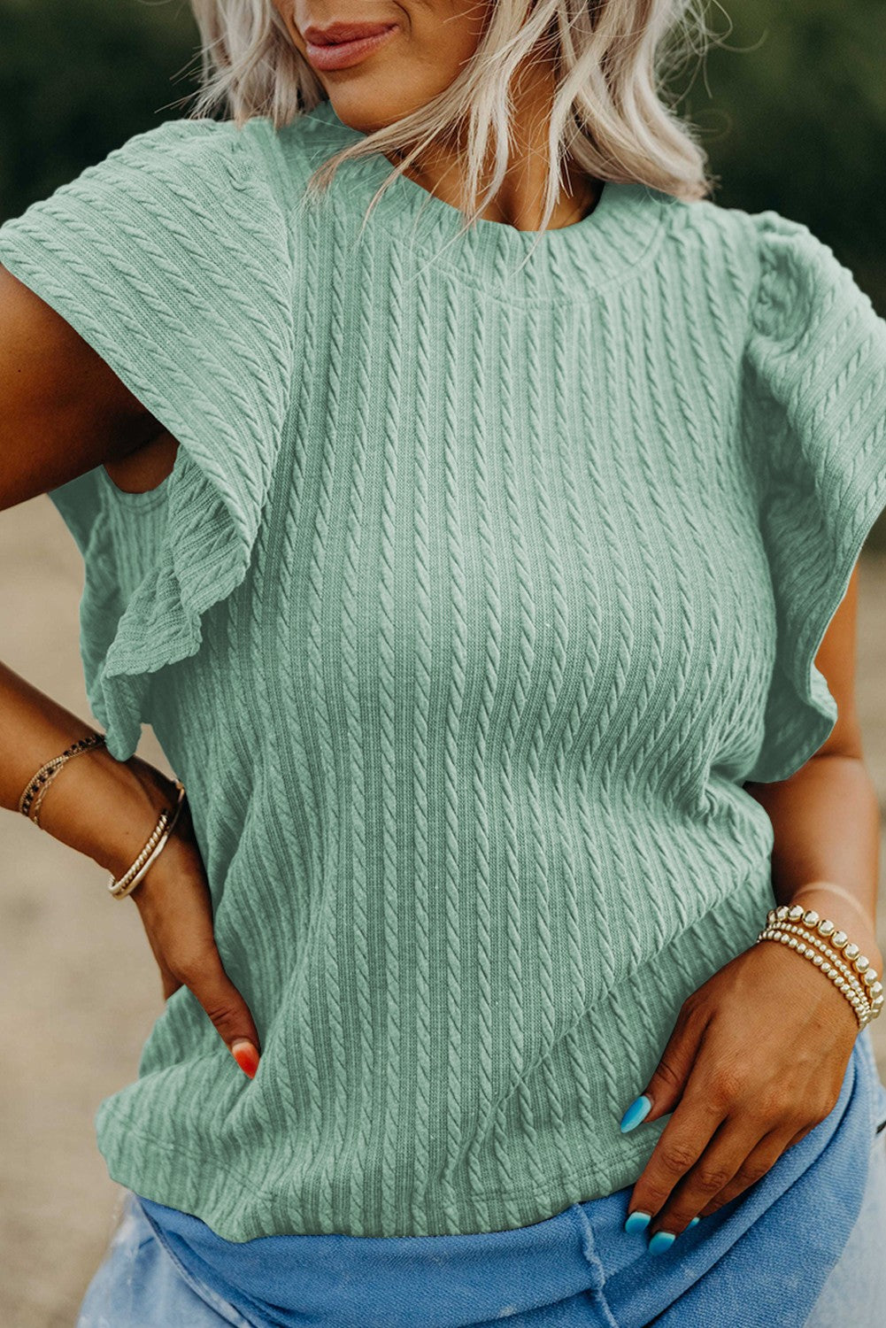 Mint Flutter Sleeve Top