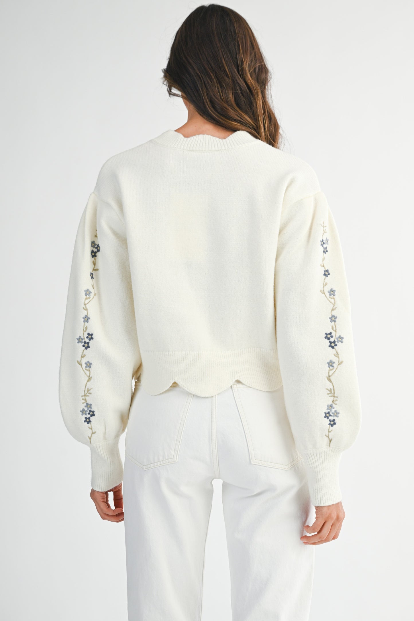 Floral Scalloped Sweater