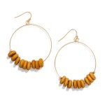 Metal drop earrings/wooden beads