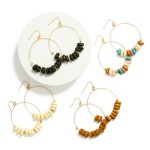 Metal drop earrings/wooden beads