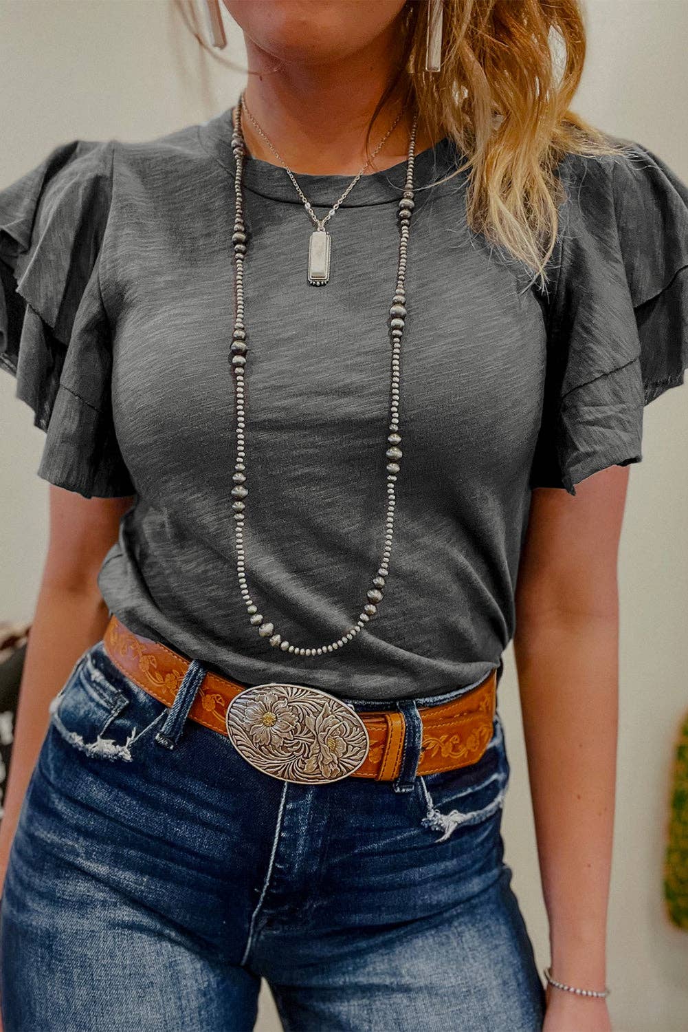 Layered Ruffle Sleeve Top