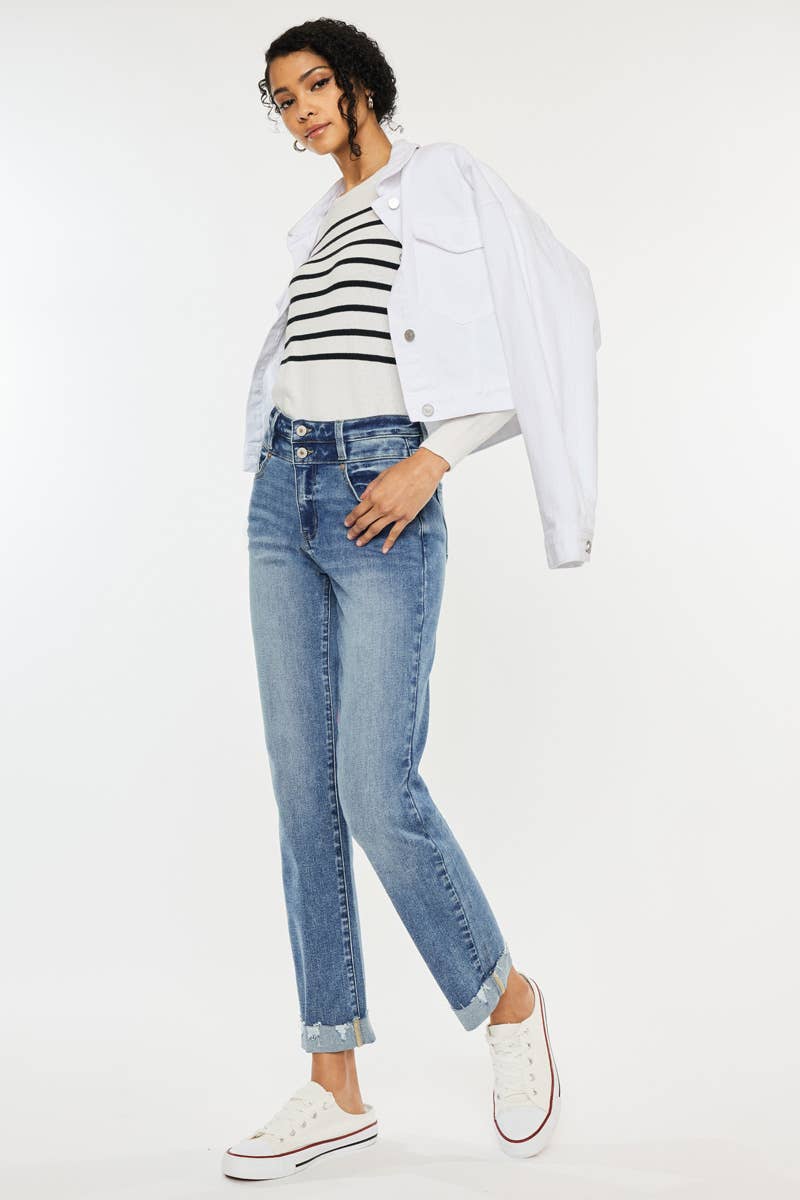 HIGH RISE SLIM STRAIGHT JEANS