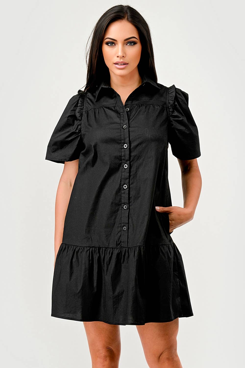 Short Sleeve Button Down Dress
