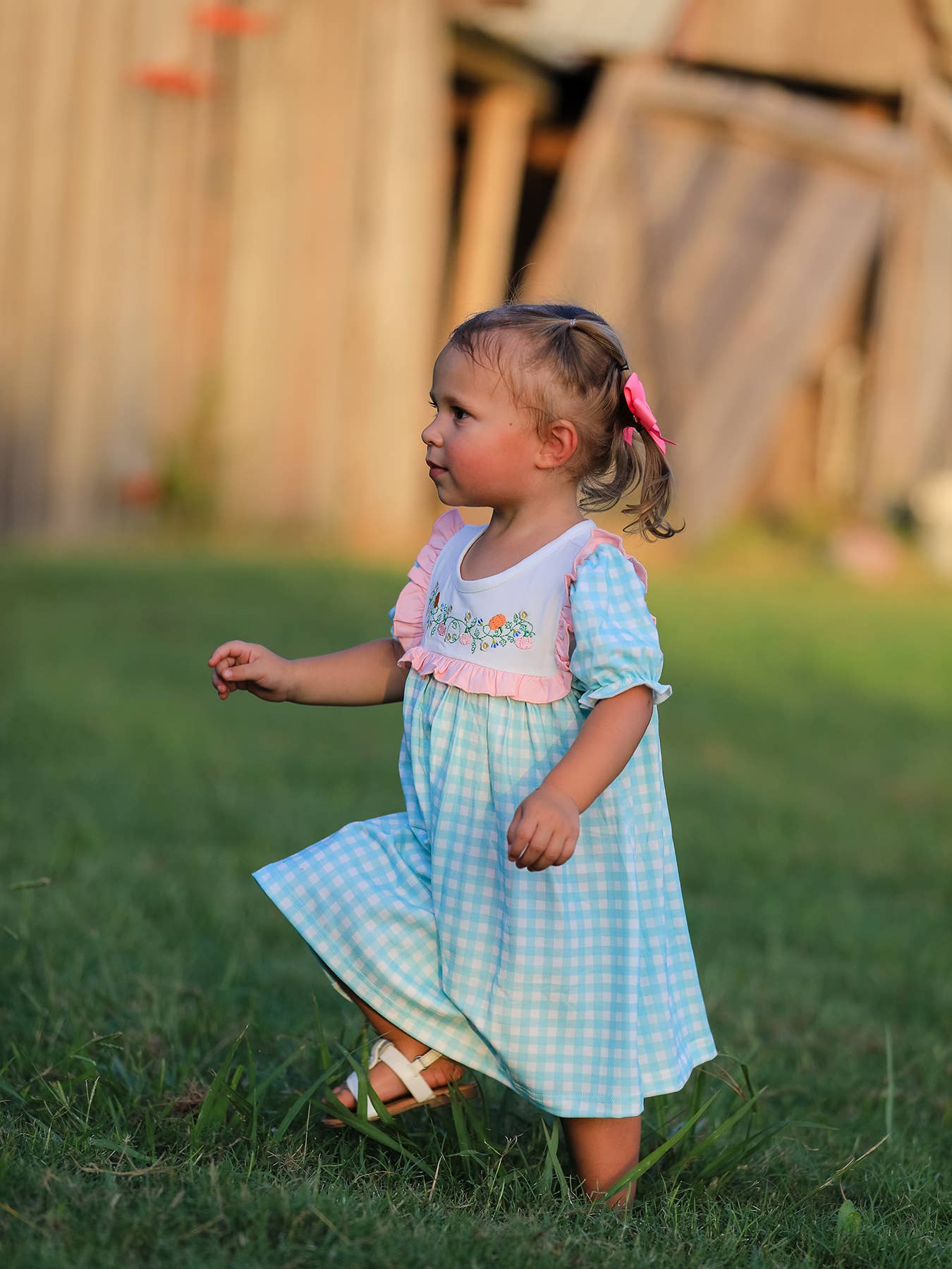 Aqua Pumpkin Flowers Dress