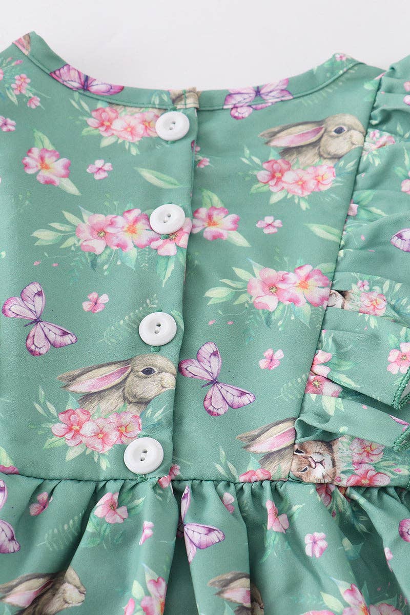 Green Rabbit Floral Dress