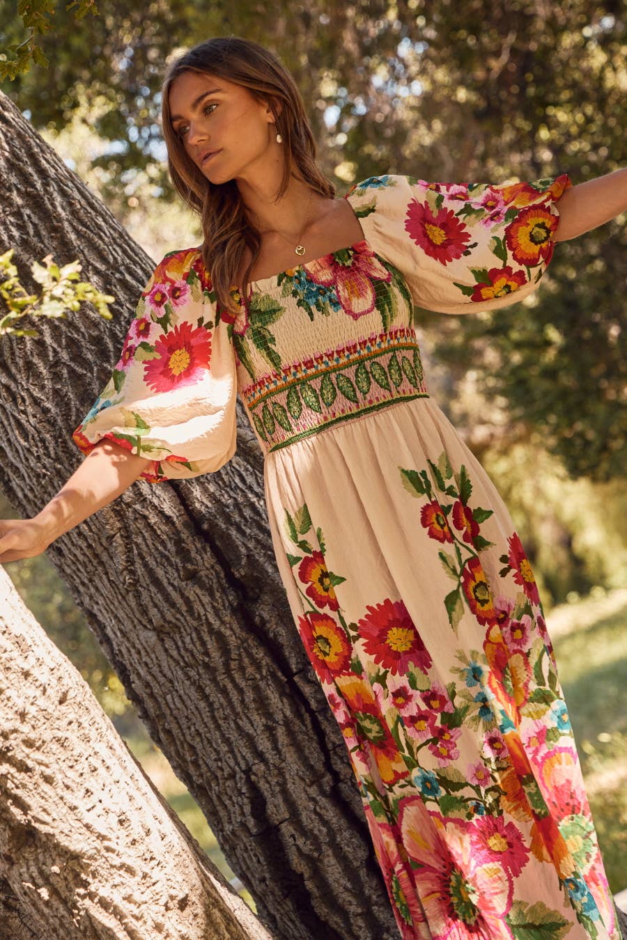 Floral Border Maxi Dress
