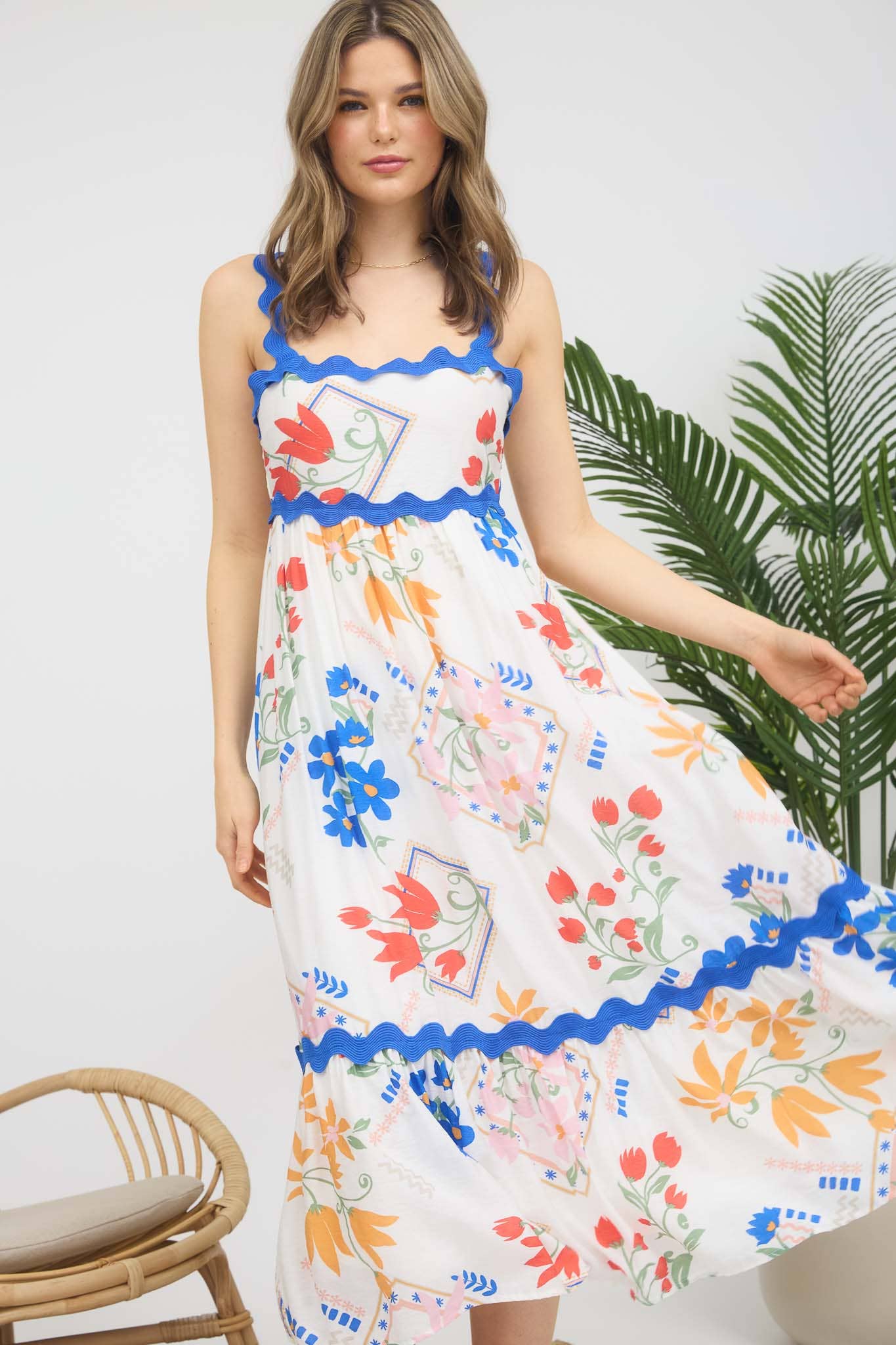 RIC RAC TRIMMED MIDI DRESS