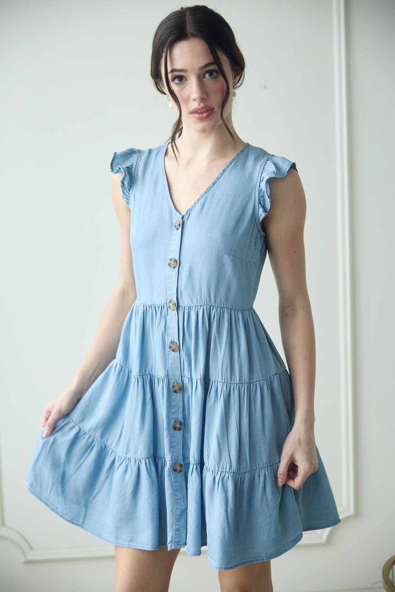 CHAMBRAY BUTTON DOWN DRESS