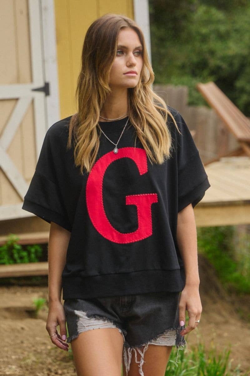 Plus Size "G" Short Sleeve Pullover
