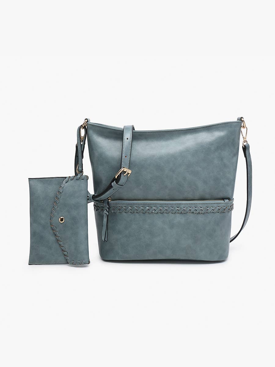 Cynthia Distressed Whipstitch Hobo w/ Wristlet