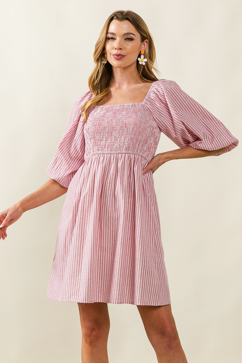 Square-neck Smocked Dress
