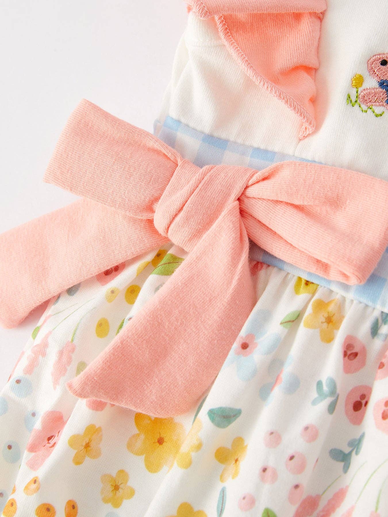 Easter Bunny Embroidery Girls Romper