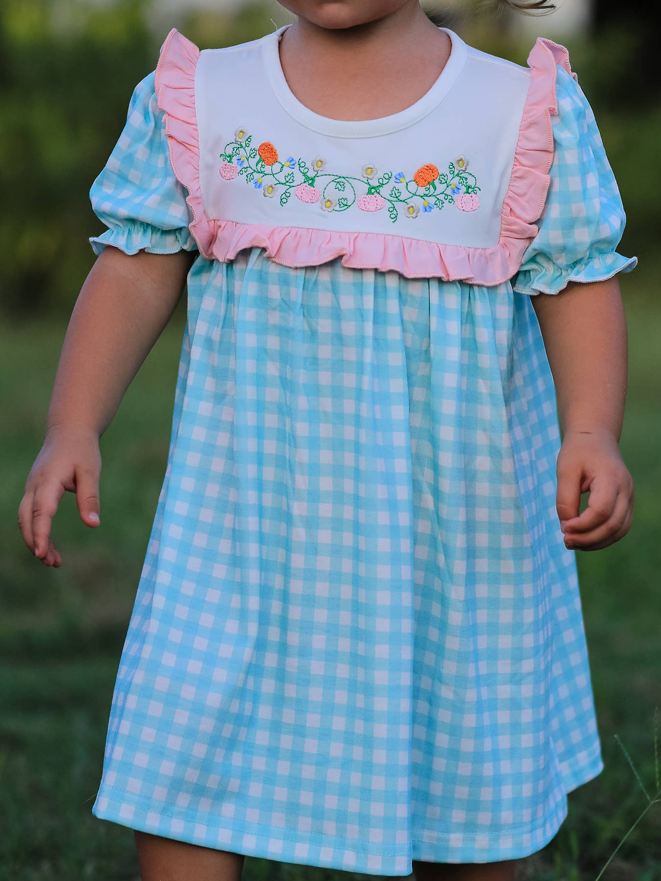 Aqua Pumpkin Flowers Dress
