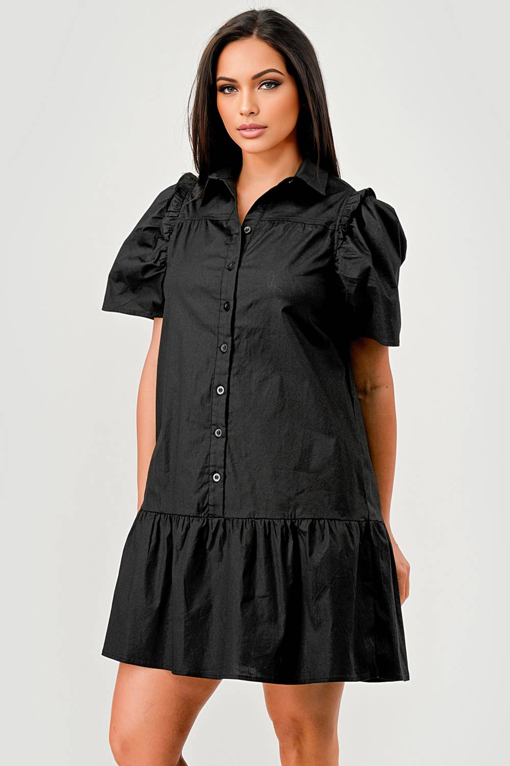 Short Sleeve Button Down Dress