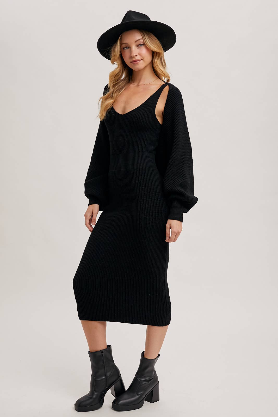 MIDI DRESS AND SHRUG SET