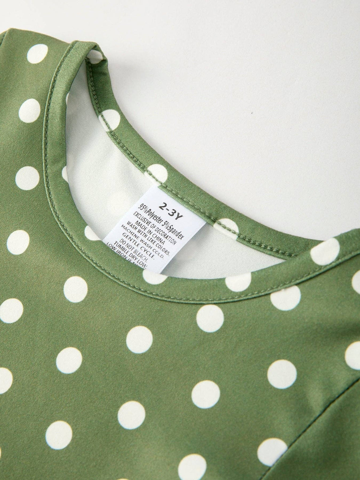Green Dots Long Sleeve Dress
