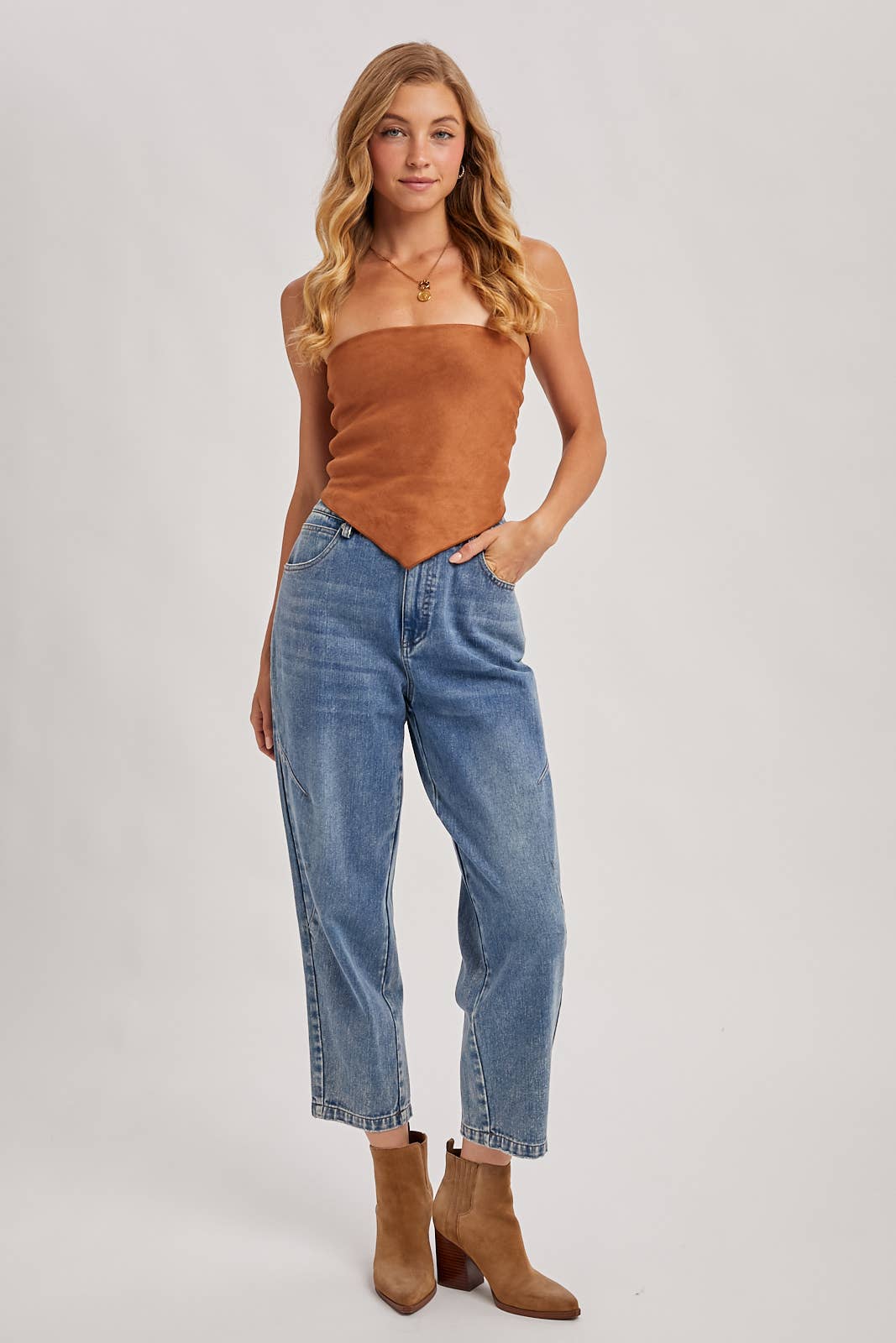 FAUX SUEDE BANDANA TOP