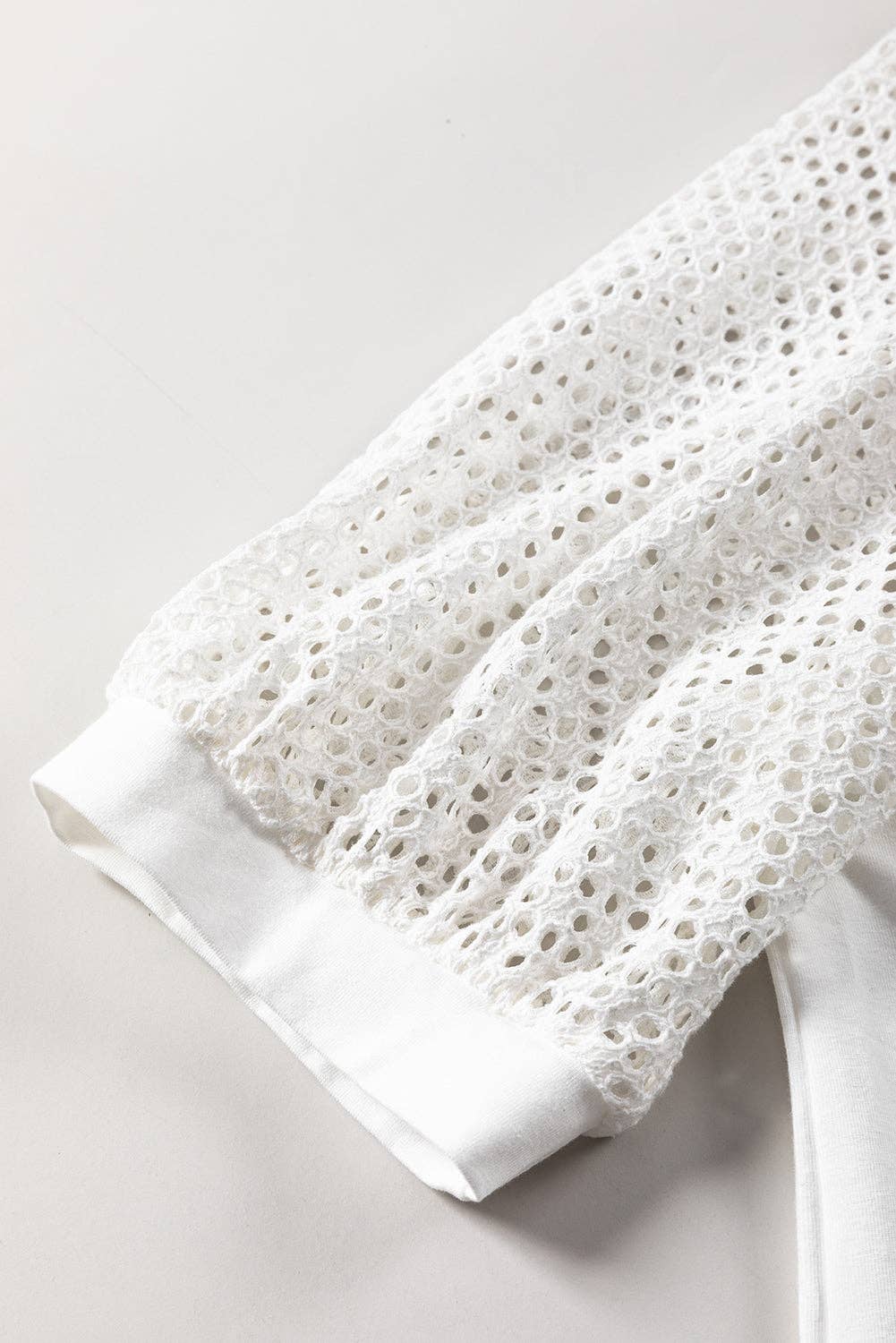 Lace Sleeve Crew Neck Tee