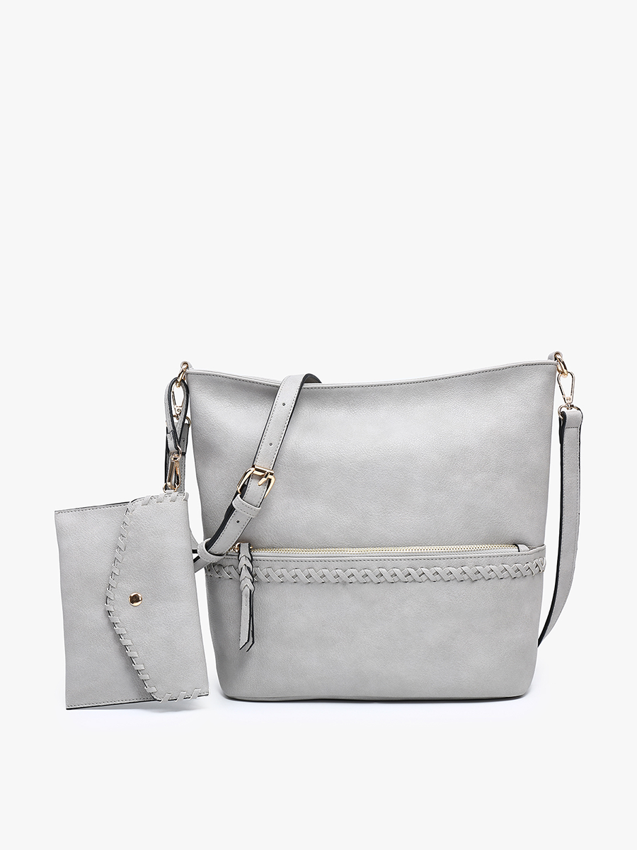 Cynthia Distressed Whipstitch Hobo w/ Wristlet