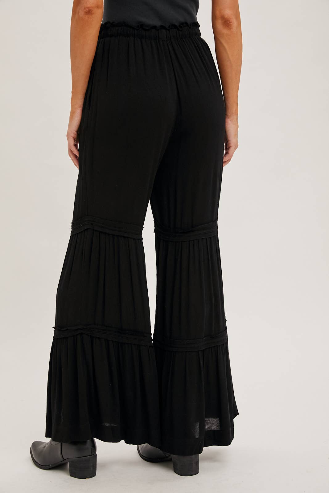 DRAWSTRING TIERED PALAZZO PANTS