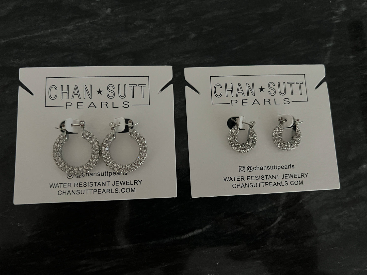 SILVER DIAMOND HOOPS
