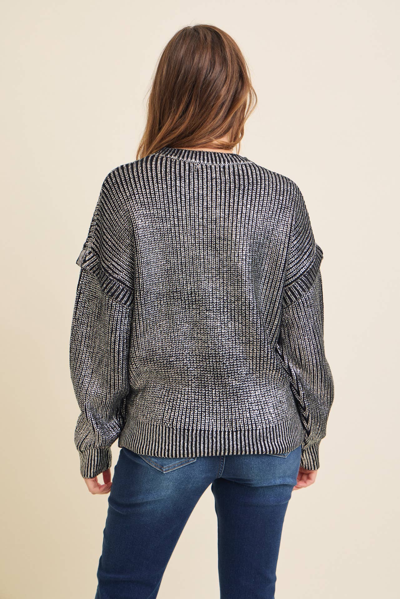 RIB METALLIC SWEATER