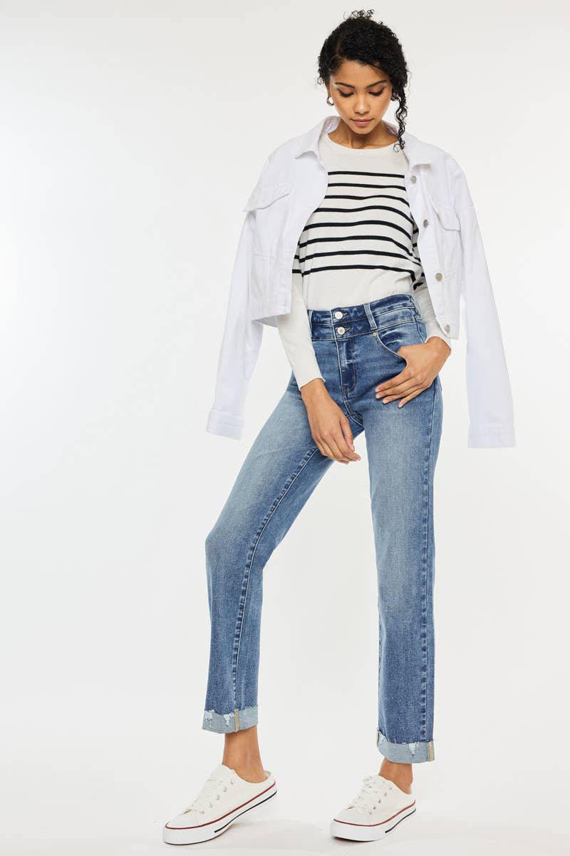 HIGH RISE SLIM STRAIGHT JEANS
