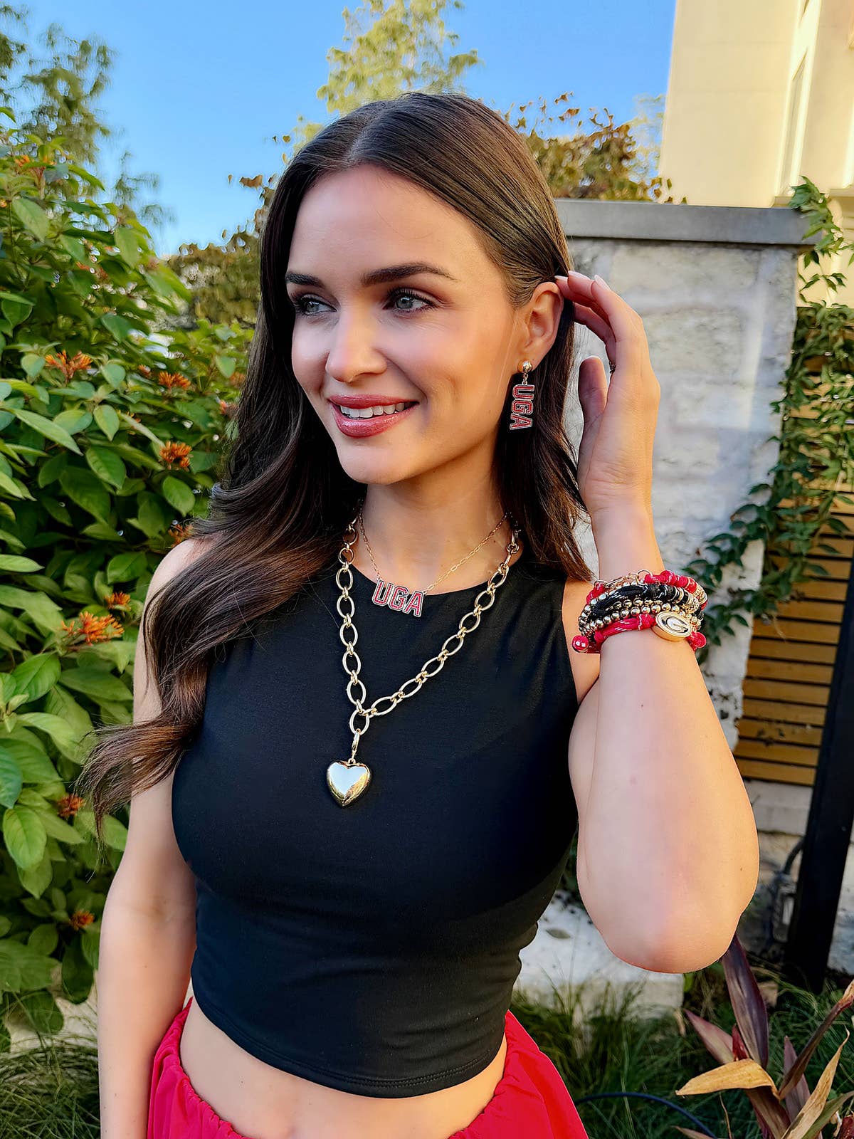 UGA Pave Outline Earrings