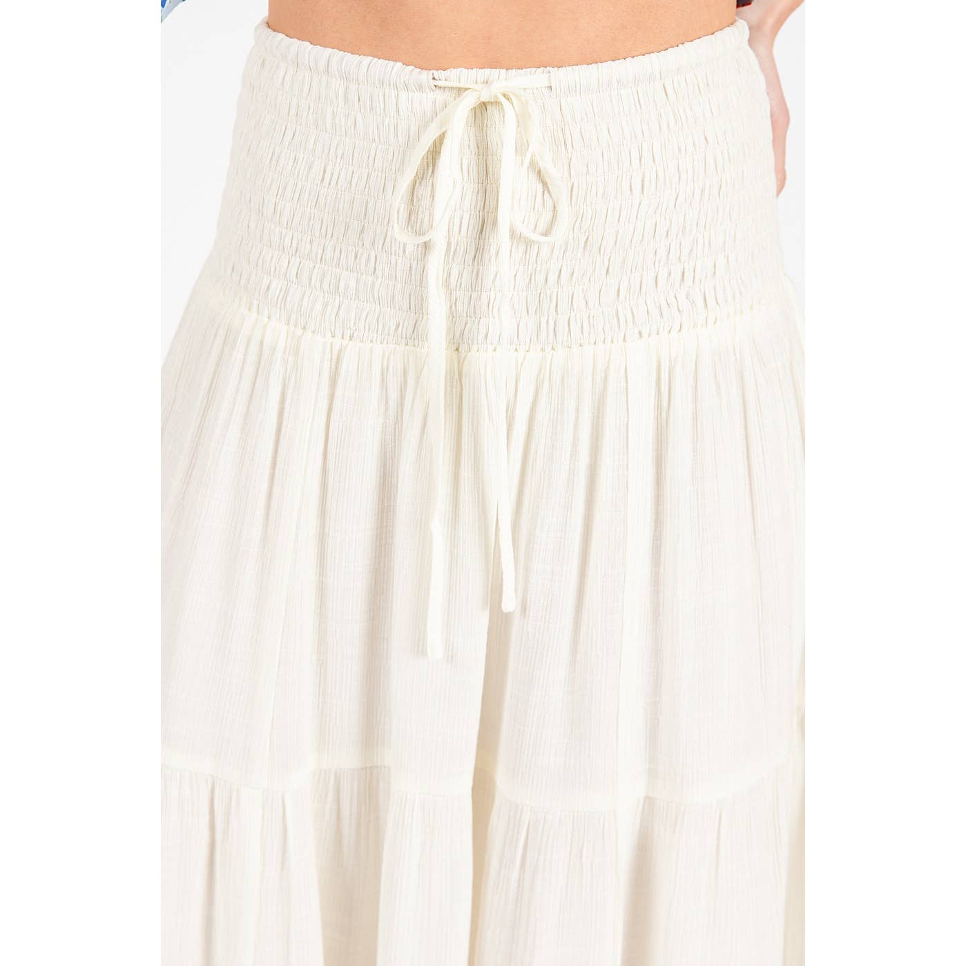 SMOCKED TIERED SKIRT
