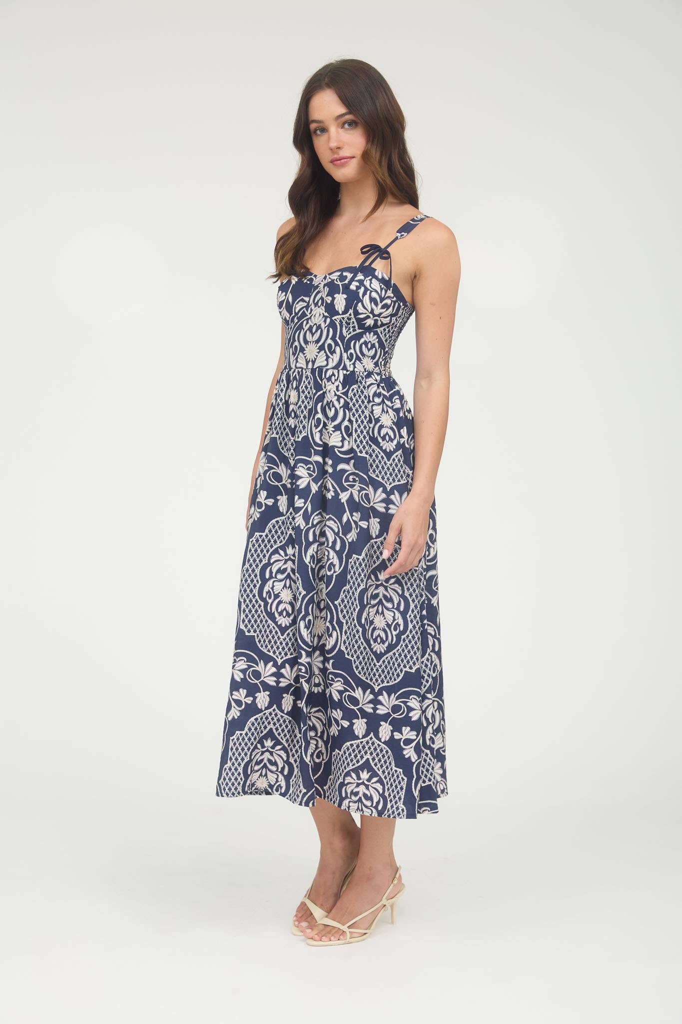 DAMASK SLEEVELESS MIDI DRESS