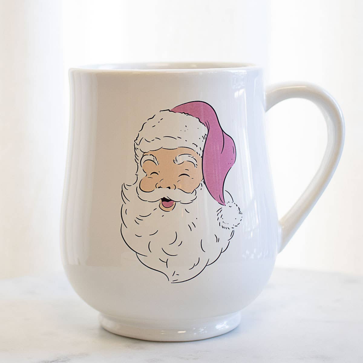 HoHoHo Santa Coffee Mug White/Pink 18oz