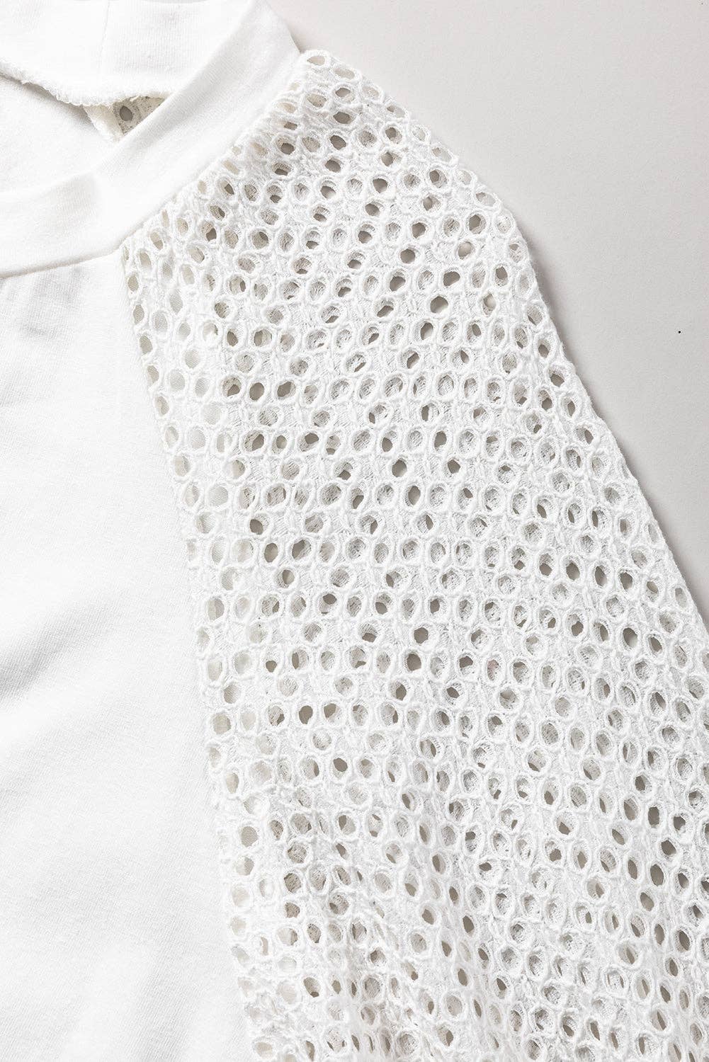 Lace Sleeve Crew Neck Tee
