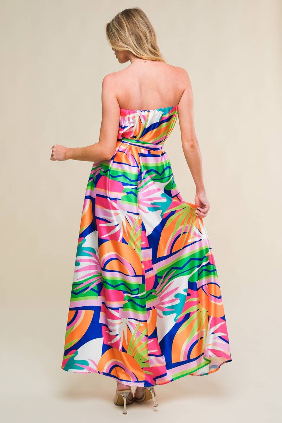 Strapless Printed Dress